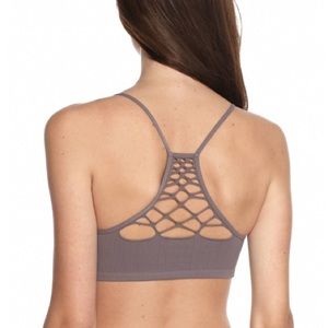 Free People Grey Lattice Baby Racerback Bralette